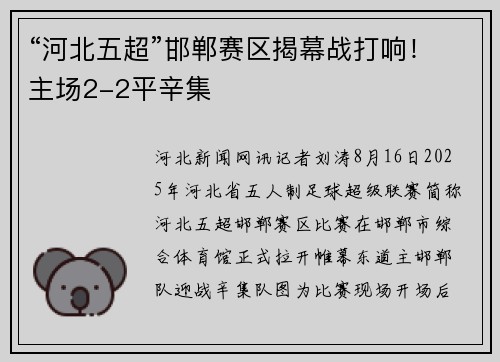 “河北五超”邯郸赛区揭幕战打响！主场2-2平辛集